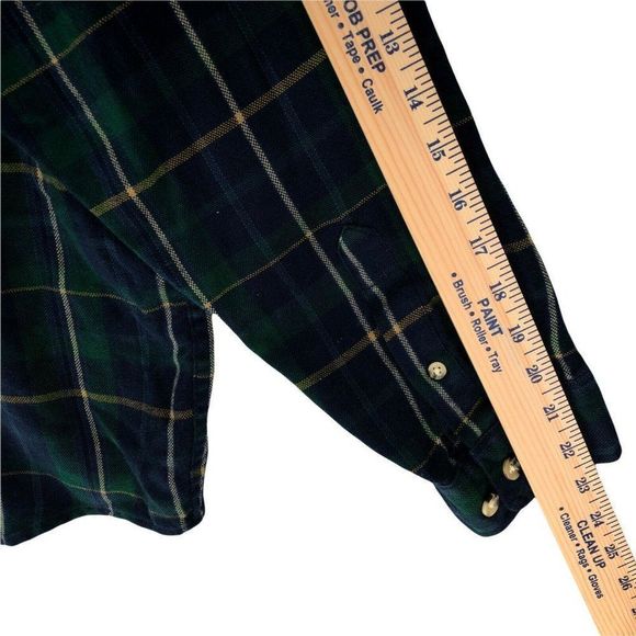 Specialty Collection Mens Button Down Extra Large Blue Green Plaid Shirt Flannel - Picture 10 of 12